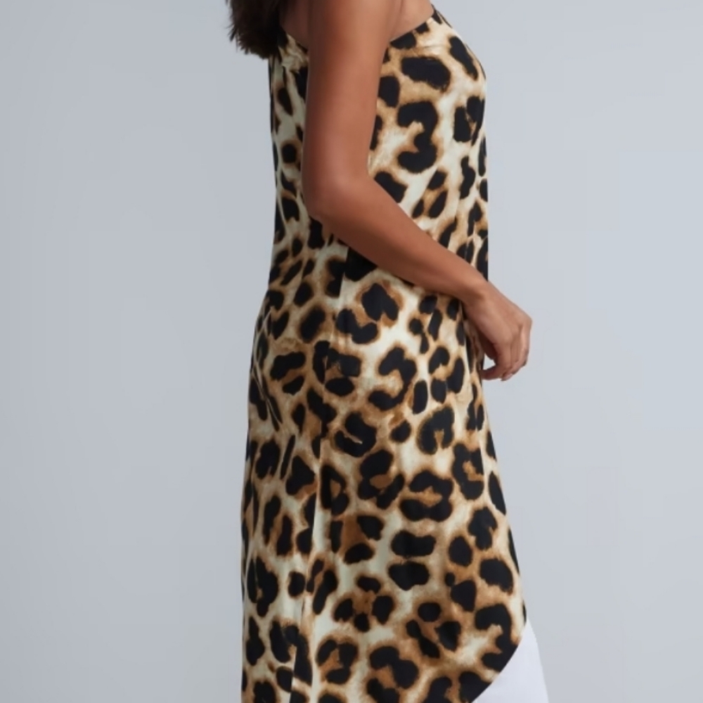 LEOPARD-PRINT ONE-SHOULDER MAXI BLOUSE